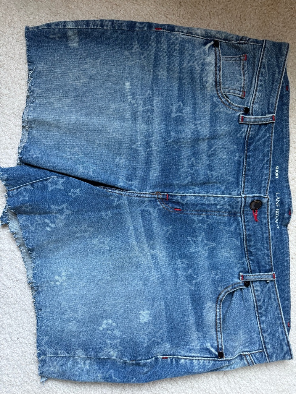 Lane Bryant Blue Denim Star-Print Casual Jean Shorts